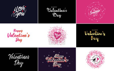 Ilustración de Happy Valentine's Day typography poster with handwritten calligraphy text. isolated on white background vector illustration - Imagen libre de derechos