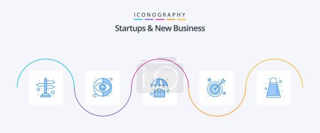Illustration for Startups And New Business Blue 5 Icon Pack Including tactics. path. briefcase. target. arrow - Royalty Free Image