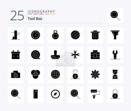 Illustration for Tools 25 Solid Glyph icon pack including briefcase. tool. tool. options. press - Royalty Free Image