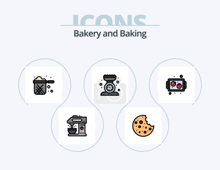 Illustration for Baking Line Filled Icon Pack 5 Icon Design. cake. brownie. measuring. baking. cupsakes - Royalty Free Image