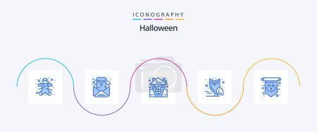 Illustration for Halloween Blue 5 Icon Pack Including flag. owl. castle. halloween. house - Royalty Free Image
