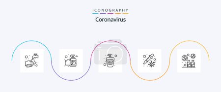 Illustration for Coronavirus Line 5 Icon Pack Including tourist. virus. hand wash. transmission. dropper - Royalty Free Image