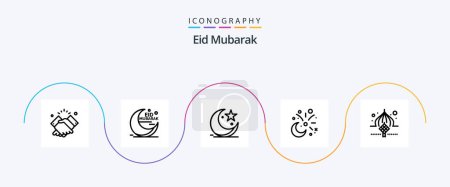 Téléchargez les illustrations : Eid Mubarak Line 5 Icon Pack Including celebration. moon. cresent. muslims. star - en licence libre de droit