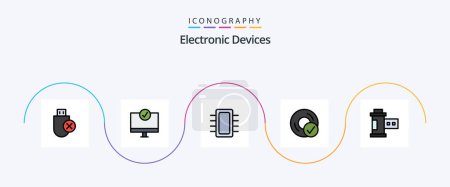 Illustration for Devices Line Filled Flat 5 Icon Pack Including devices. computers. gadget. hardware. devices - Royalty Free Image