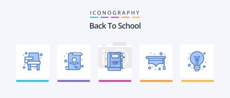 Illustration for Back To School Blue 5 Icon Pack Including back to school. idea. back to school. bulb. school. Creative Icons Design - Royalty Free Image