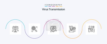 Ilustración de Virus Transmission Line 5 Icon Pack Incluyendo la respiración. enfermo. enfermedad. dolor. cabeza - Imagen libre de derechos