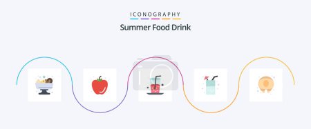 Ilustración de Bebida de comida de verano plana paquete de 5 iconos incluido. Bebe. alimentos - Imagen libre de derechos