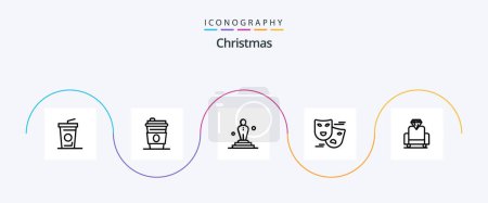 Illustration for Christmas Line 5 Icon Pack Including movie tickets. comedy. film - Royalty Free Image