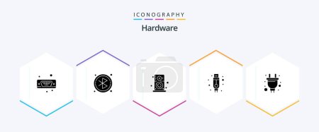 Illustration for Hardware 25 Glyph icon pack including hardware. plug. hardware. electric. cable - Royalty Free Image