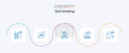 Illustration for Quit Smoking Blue 5 Icon Pack Including smoking. out. smoking. cigarette. car - Royalty Free Image