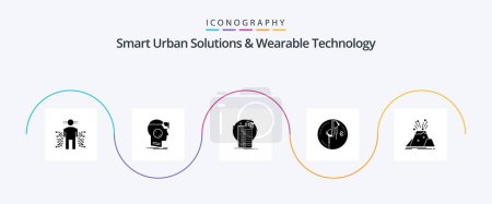 Illustration for Smart Urban Solutions And Wearable Technology Glyph 5 Icon Pack Including ear. corporation. reality. satellite. smart city - Royalty Free Image