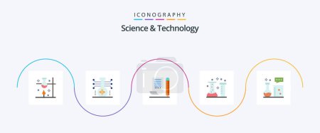 Illustration for Science And Technology Flat 5 Icon Pack Including chemical industry. acid. science. scratch pad. notebook - Royalty Free Image