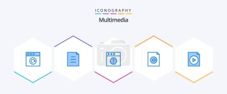 Illustration for Multimedia 25 Blue icon pack including . . mac. video. document - Royalty Free Image
