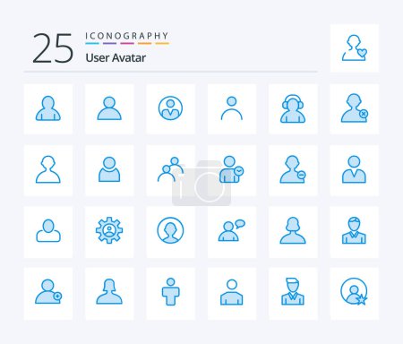 Téléchargez les illustrations : User 25 Blue Color icon pack including user. user. support. avatar. man - en licence libre de droit