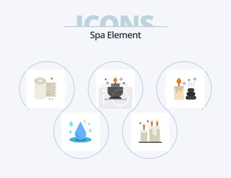 Ilustración de Spa Element Flat Icon Pack 5 Icon Design. spa. spa. Relájate. vela. rollo - Imagen libre de derechos