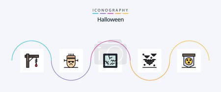 Illustration for Halloween Line Filled Flat 5 Icon Pack Including halloween. night. mask. halloween. bat - Royalty Free Image
