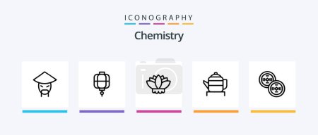 Ilustración de Chemistry Line 5 Icon Pack Incluyendo el calor. química. prueba de laboratorio. experimento. química. Diseño de iconos creativos - Imagen libre de derechos