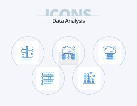 Ilustración de Data Analysis Blue Icon Pack 5 Icon Design. data. analytics. indicator. network. cloud network - Imagen libre de derechos