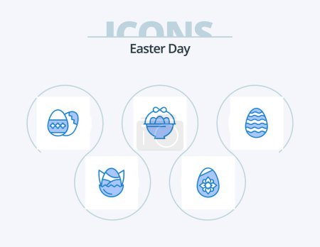Téléchargez les illustrations : Easter Blue Icon Pack 5 Icon Design. . egg. holidays. easter egg. decoration - en licence libre de droit