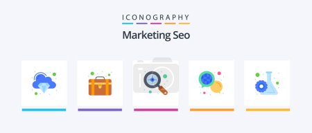 Illustration for Marketing Seo Flat 5 Icon Pack Including research. message. audit. global. chat. Creative Icons Design - Royalty Free Image