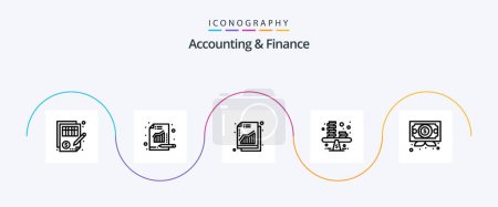 Ilustración de Accounting And Finance Line 5 Icon Pack Including coins. money. chart. business. chart - Imagen libre de derechos