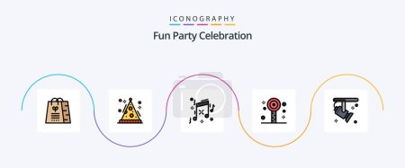 Téléchargez les illustrations : Party Line Filled Flat 5 Icon Pack Including light. bright. birthday. summer. lollipop - en licence libre de droit