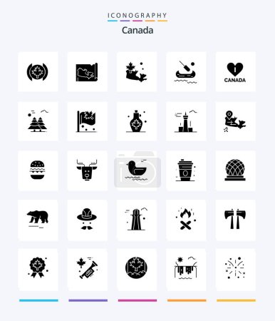 Téléchargez les illustrations : Creative Canada 25 Glyph Solid Black icon pack  Such As canada. alpine. leaf. canada. love - en licence libre de droit