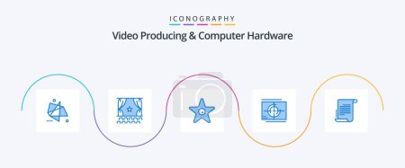 Ilustración de Video Producing And Computer Hardware Blue 5 Icon Pack Including opening. movie. performance. film. studio - Imagen libre de derechos