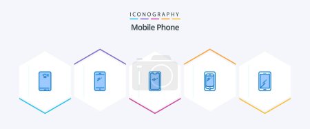 Téléchargez les illustrations : Mobile Phone 25 Pack icône bleue inclus. . androïde. samsung. mobile - en licence libre de droit