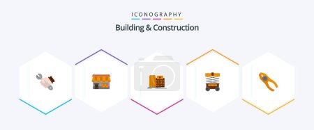 Illustration for Building And Construction 25 Flat icon pack including warehouse. lift. store. clinic. medical - Royalty Free Image