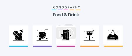 Illustration for Food And Drink Glyph 5 Icon Pack Including eat. drink. drink. cocktail. food. Creative Icons Design - Royalty Free Image