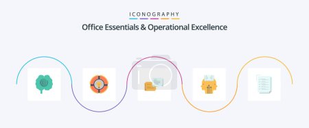 Illustration for Office Essentials And Operational Exellence Flat 5 Icon Pack Including check list. programming. idea. reading. popup - Royalty Free Image