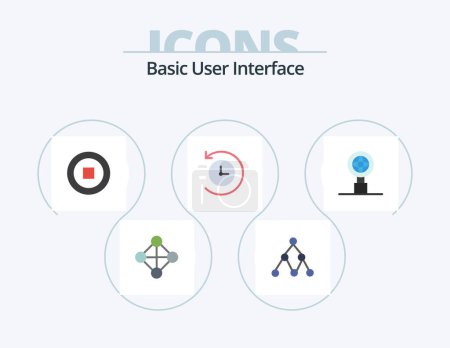 Illustration for Basic Flat Icon Pack 5 Icon Design. . . user. search. globe - Royalty Free Image