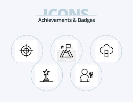 Ilustración de Logros e insignias Línea Icon Pack 5 Icon Design. Premio. lugar. Premio. juego. carrera profesional - Imagen libre de derechos