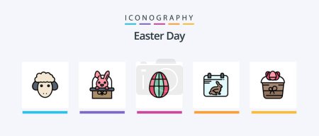 Illustration for Easter Line Filled 5 Icon Pack Including easter. easter. plant. birthday. plant. Creative Icons Design - Royalty Free Image