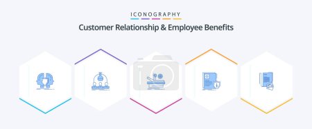Illustration for Customer Relationship And Employee Benefits 25 Blue icon pack including medical. protection. experiment. document. medical - Royalty Free Image