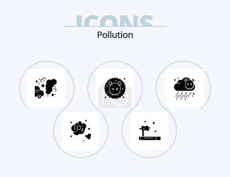 Téléchargez les illustrations : Conception d'icône de glyphe de pollution Pack 5. pollution. gaz. environnement. gaspillage. toxiques - en licence libre de droit