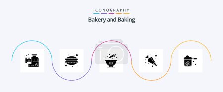 Ilustración de Baking Glyph 5 Icon Pack Including pot. kitchen. baking. vegetable. carrot - Imagen libre de derechos