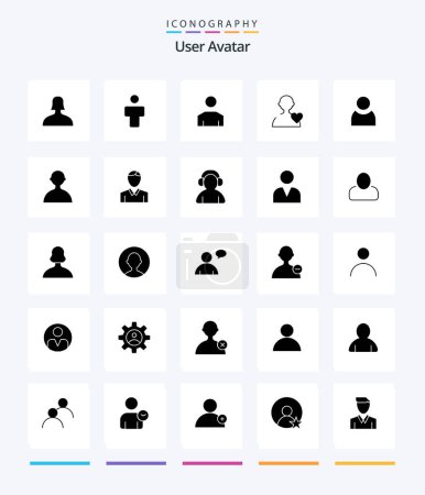 Téléchargez les illustrations : Utilisateur créatif 25 Glyphe Solide Noir icône pack tel que avatar. Mec. amour. humain. base - en licence libre de droit