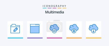 Illustration for Multimedia Blue 5 Icon Pack Including . cloud. data. Creative Icons Design - Royalty Free Image