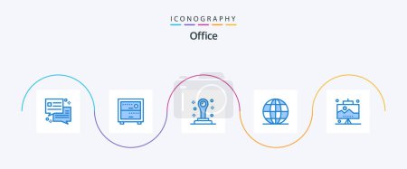 Illustration for Office Blue 5 Icon Pack Including . seo. stationery. office. school - Royalty Free Image