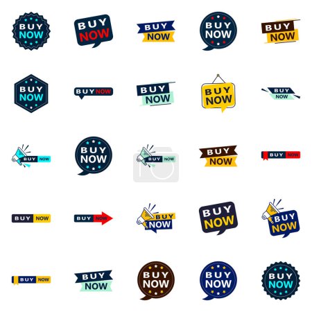Ilustración de Buy Now 25 Eye catching Typographic Banners for promoting buying - Imagen libre de derechos