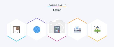 Illustration for Office 25 Flat icon pack including . work. calculator. seo. development - Royalty Free Image