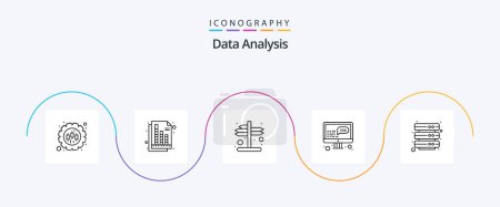 Téléchargez les illustrations : Data Analysis Line 5 Icon Pack Including data. development. graph. data. right - en licence libre de droit