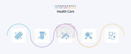 Illustration for Health Care Blue 5 Icon Pack Including healthcare. medical. virus. bacteria - Royalty Free Image