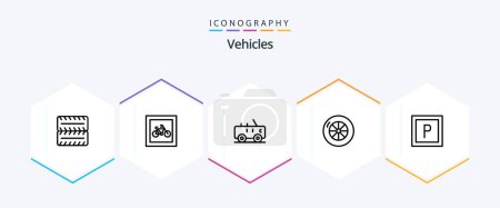 Téléchargez les illustrations : Vehicles 25 Line icon pack including . jeep. . parking - en licence libre de droit