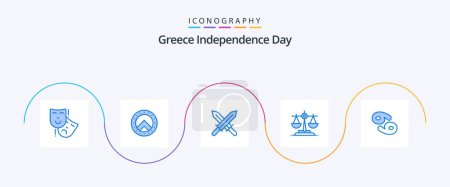 Téléchargez les illustrations : Grèce Independence Day Blue Pack de 5 icônes inclus. Zodiaque. Irlande. cancer. droit - en licence libre de droit