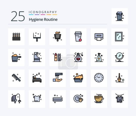 Illustration for Hygiene Routine 25 Line Filled icon pack including cleaning. cleaning. soup. mirror. tissue - Royalty Free Image