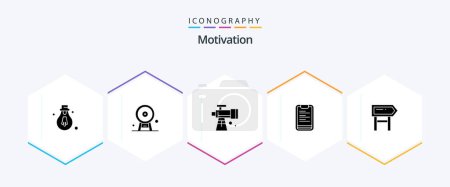 Illustration for Motivation 25 Glyph icon pack including direction. board. text. telescope - Royalty Free Image