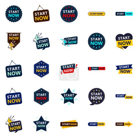 Téléchargez les illustrations : 25 Professional Typographic Designs for encouraging starting Start Now - en licence libre de droit
